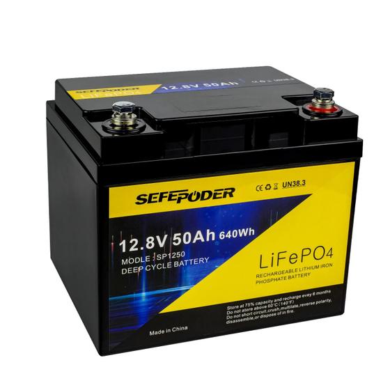 Imagem de Bateria de lítio LiFePO4 12V 50Ah 4000+ de ciclo profundo com BMS