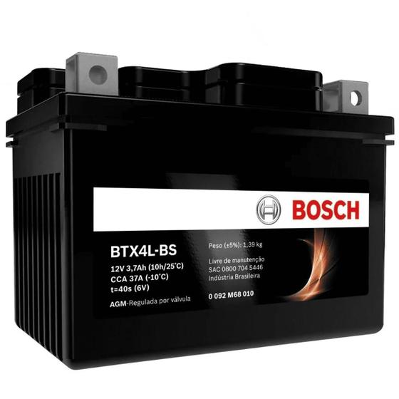Bateria de Moto Bosch BTX4L-BS 3,7AH 12V Selada CG 125 150 Biz 125 Pop 100 YTX4L-BS MA3-D Menor preço em Bateria de Moto Bosch BTX4L-BS 3,7AH 12V Selada CG 125 150 Biz 125 Pop 100 YTX4L-BS MA3-D