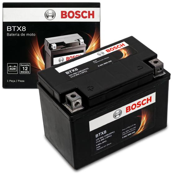 Bateria de Moto Bosch Dafra Kawasaki Kasinski Suzuki Yamaha 12V BTX8-BS Menor preço em Bateria de Moto Bosch Dafra Kawasaki Kasinski Suzuki Yamaha 12V BTX8-BS