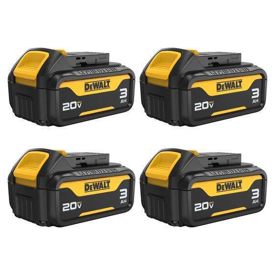 Imagem de Bateria DEWALT 20V MAX 3Ah com indicador de carga LED, pacote com 4