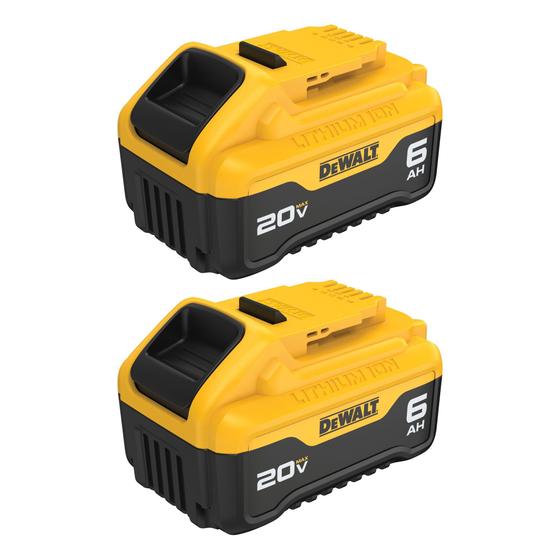 Imagem de Bateria DEWALT 20V MAX 6 Ah, íon de lítio, pacote com 2 unidades (DCB206-2)