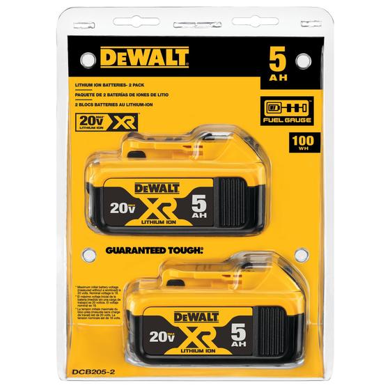 Imagem de Bateria DeWALT 5Ah 20v Max XR DCB205-2 Kit 2 Unidades