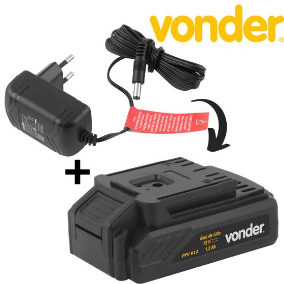 Imagem de Bateria e  fonte caregador para parafusadeira e furadeira  pfv012 vonder