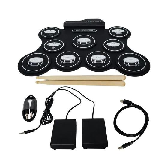 Imagem de Bateria Eletrônica Portátil 9Pads Pc Smartphone C Pedal