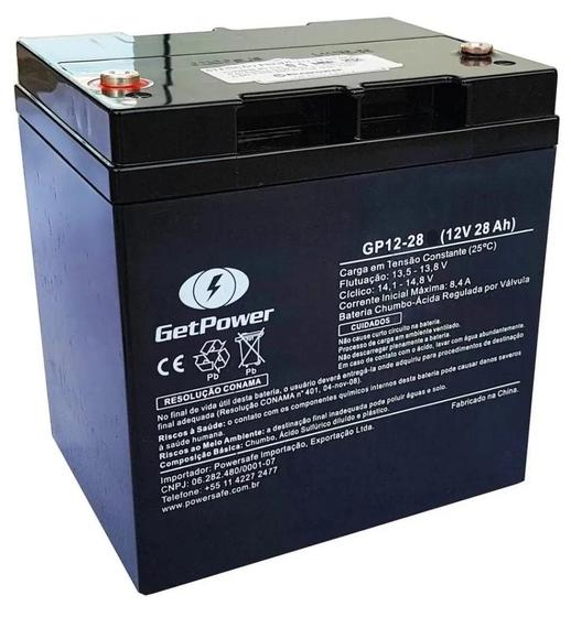 Imagem de Bateria Getpower 12v-28ah J   Para Nobreak Alarme Cerca Eletrica