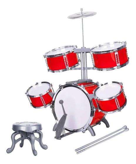 Imagem de Bateria Infantil De Brinquedo Musical Jazz Drum Cor:Vermelho