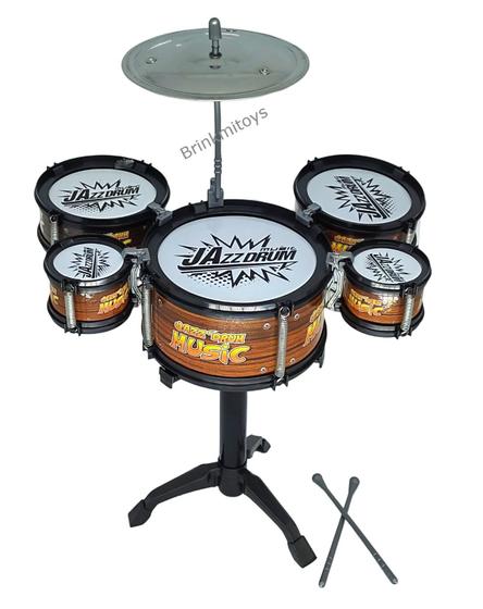 Imagem de Bateria Infantil Mini Jazz Music Rock Com Baqueta 05 Bumbo