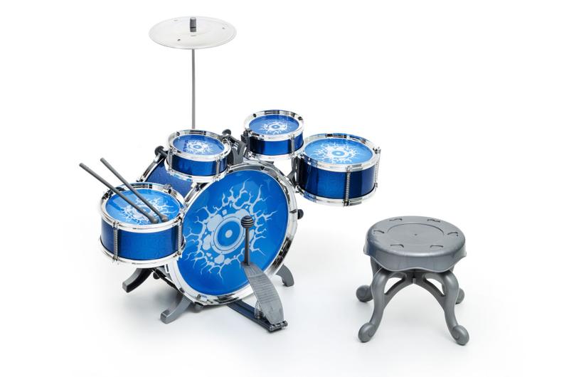 Imagem de Bateria Infantil Rock N' Roll Branca Com Banquinho E Baquetas