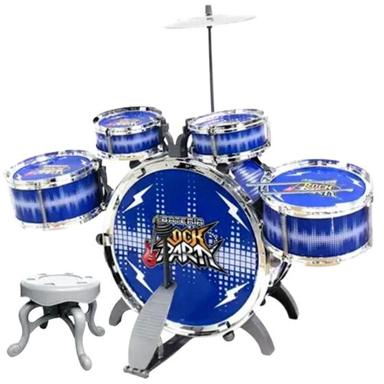 Bateria Infantil Rock Party com Banquinho Banqueta Azul DM Menor preço em Bateria Infantil Rock Party com Banquinho Banqueta Azul DM