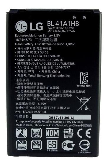 Imagem de Bateria Lg Bl-41a1h 3,8v 2020mah Para Celular Smartphone F60 D392