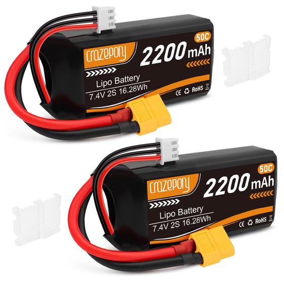 Imagem de Bateria Lipo Crazepony 2S 7,4V 2200mAh 50C - Conector XT60