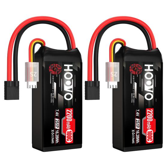 Imagem de Bateria Lipo HOOVO 2S 7,4V 2200mAh 100C com Conector TR - Pacote com 2