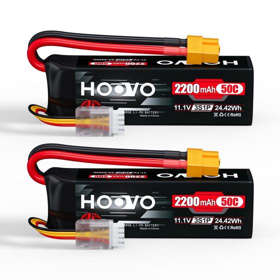 Imagem de Bateria Lipo HOOVO 3S 11,1 V 2200mAh 50C com conector XT60 (x2)