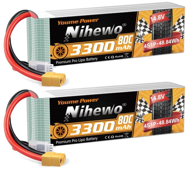 Imagem de Bateria Lipo Nihewo 4S 14,8V 3300mAh 80C com conector XT60