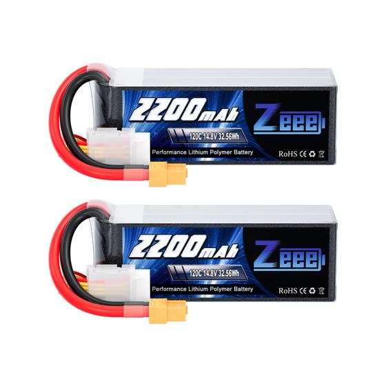 Imagem de Bateria Lipo Zeee 4S 2200mAh 14,8V 120C com Conector XT60 (Pacote com 2)
