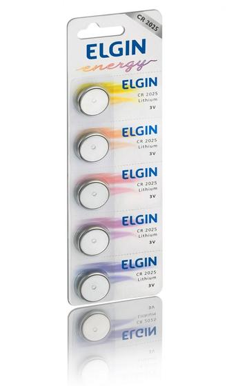 Imagem de Bateria Moeda Cr2025 3v Pilha Lithium Elgin com 5 Unidades