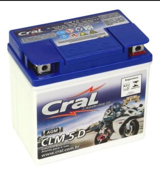 Bateria moto 5ah Cral CML 5-D Honda Titan Bros Fan Biz Cg 125/150/160 Yamaha fazer Ybr Menor preço em Bateria moto 5ah Cral CML 5-D Honda Titan Bros Fan Biz Cg 125/150/160 Yamaha fazer Ybr