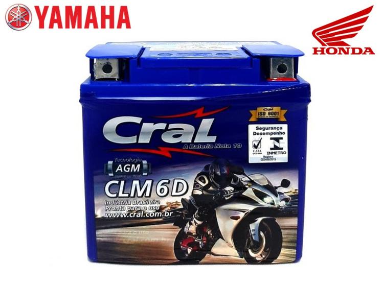 Imagem de Bateria Moto Cral 6Ah 12V Selada CLM 6D (moto 150cc com partida elétrica)