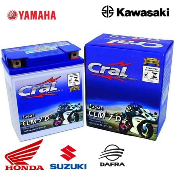 Imagem de Bateria Moto Cral 7Ah 12V Selada CLM 7DS - Twister - CB300