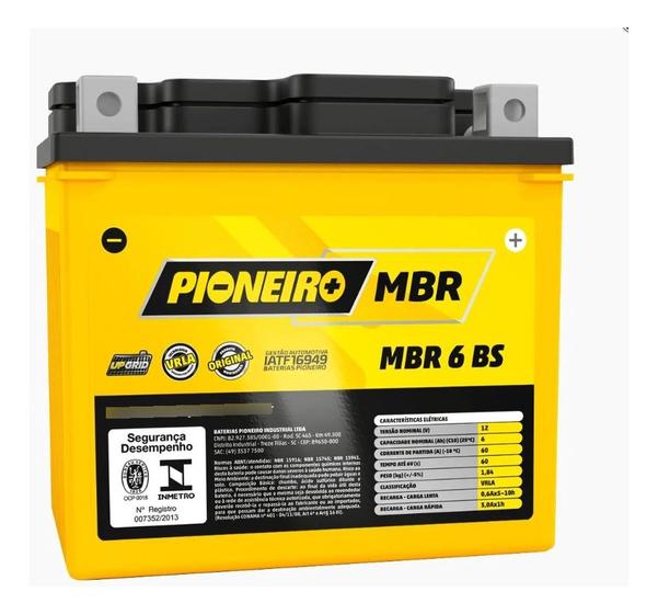 Imagem de Bateria Moto MBR 6 BS 6Ah PIONEIRO YBR 125 E 2000+