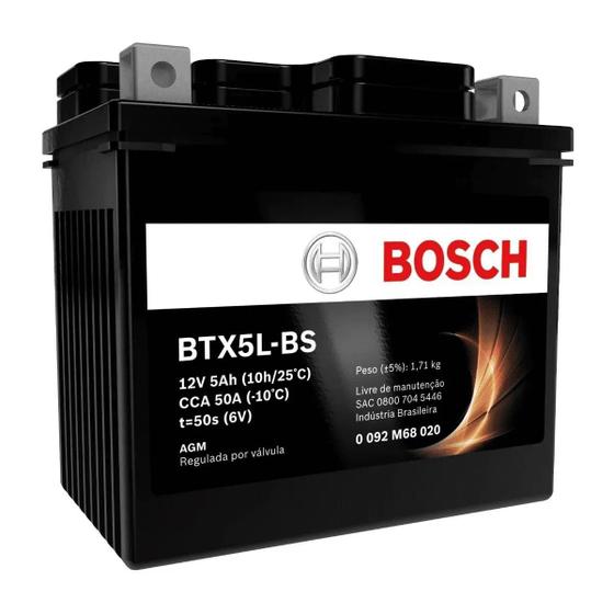 Bateria Moto para Btx4l-bs 4Ah 12V Honda Biz 125 Cg 150 Pop - Bosch Menor preço em Bateria Moto para Btx4l-bs 4Ah 12V Honda Biz 125 Cg 150 Pop - Bosch