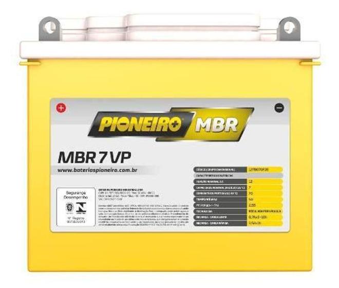 Imagem de Bateria Moto Pioneiro Mbr7-VP 7ah 12v Cbx 200 Strada 200 Cbx 150 Nx 150 Nx 200 Nx 350 Sahara Xr 200