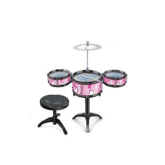 Imagem de Bateria Musical Infantil Com Banqueta Completa Jazz Rosa