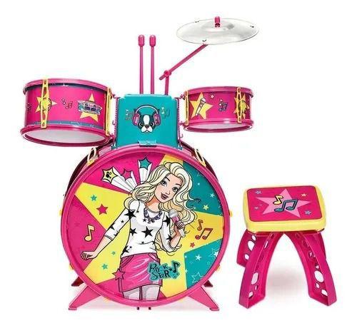 Imagem de Bateria Musical Infantil Fabulosa Da Barbie Com Acessorios - Fun