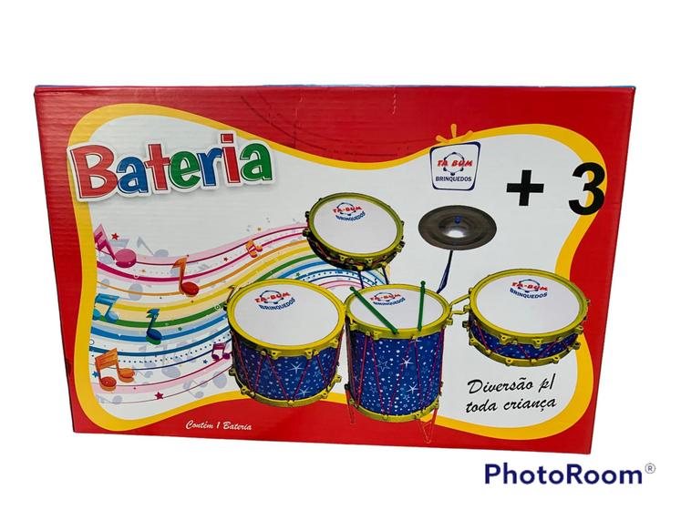 Imagem de Bateria Musical Infantil Tambor Baqueta Prato 