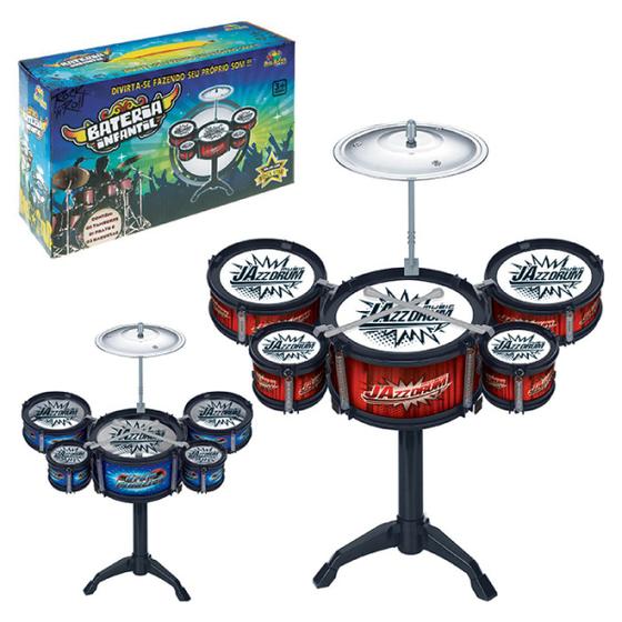 Imagem de Bateria Musical Para Criança Com 5 Tambores E Baquetas Drum