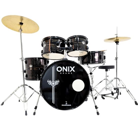 Imagem de Bateria Nagano 22 Completa Banco e Pratos Onix EXB Exotic BK