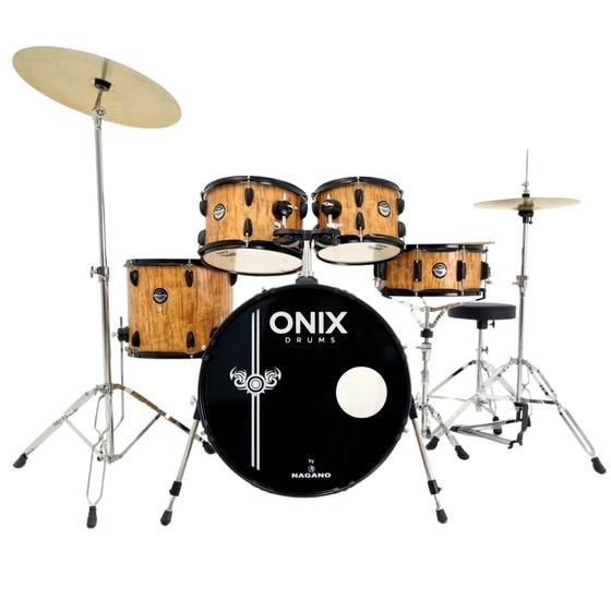 Imagem de Bateria Nagano 22 Completa Banco e Pratos Onix Smart KDS Koa