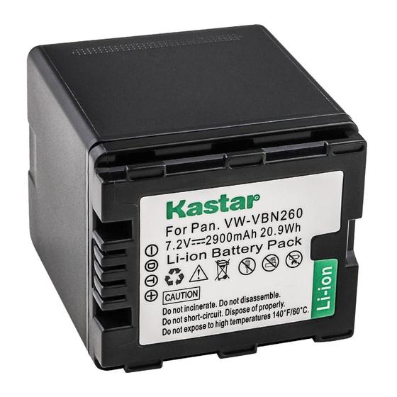 Imagem de Bateria Para Filmadora Panasonic Kastar Vw-Vbn260 2900Mah