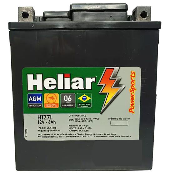 Bateria Para Motos Heliar Htz7 Twister Fazer Hornet Lander Cb300 Falcon Menor preço em Bateria Para Motos Heliar Htz7 Twister Fazer Hornet Lander Cb300 Falcon