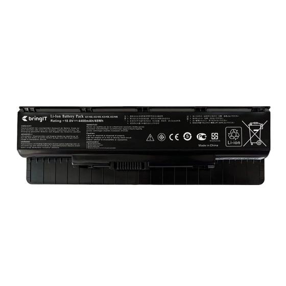 Imagem de Bateria para notebook bringIT compatível com Asus Part Number A32N1405 3S2P 4400 mAh Preto