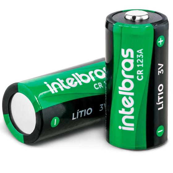 Imagem de Bateria Pilha Cilíndrica de Lítio 3V CR 123A Intelbras. Para câmeras fotográficas e lanternas.