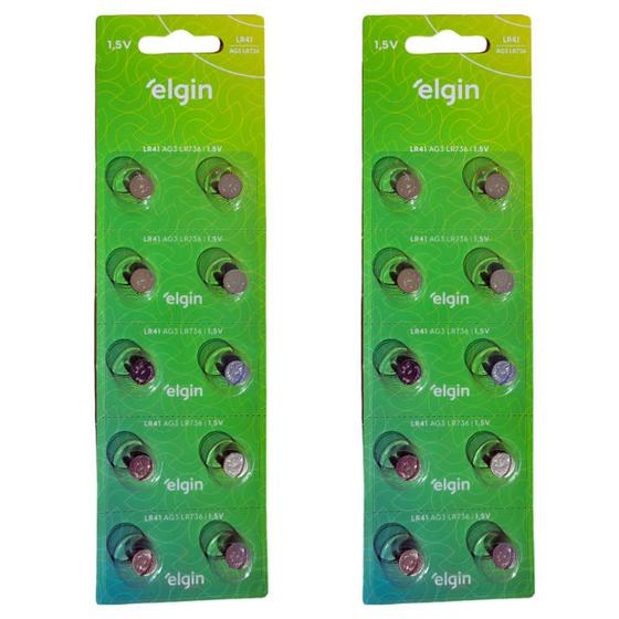 Bateria Pilha LR41 AG3 LR736 Alcalina Elgin 1,5V 20 Unidades Cartela Elgin Menor preço em Bateria Pilha LR41 AG3 LR736 Alcalina Elgin 1,5V 20 Unidades Cartela Elgin