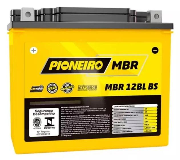 Bateria Pioneiro para Moto 12Ah MBR 12BL BS Menor preço em Bateria Pioneiro para Moto 12Ah MBR 12BL BS