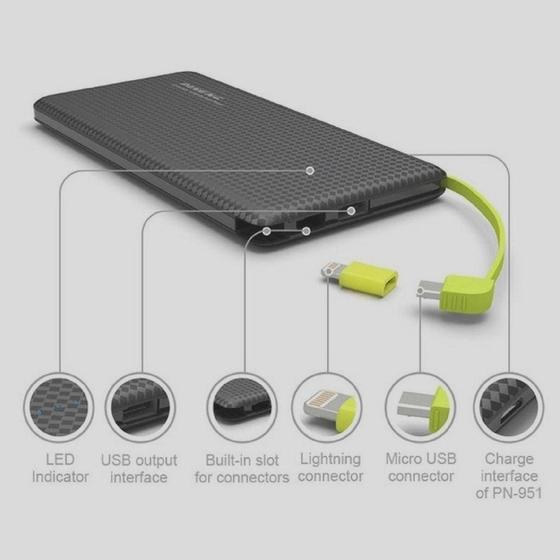 Imagem de Bateria portatil pineng 10.000 power bank externa PN-951 (preto)