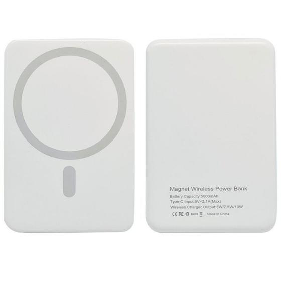 Imagem de Bateria Portátil Power Bank Mag safe Compatível Para iPhone 11 12 13 14 E 15 - Branco