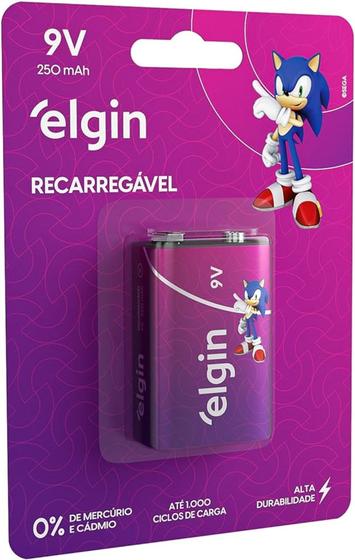 Imagem de Bateria Recarregável Elgin 9V 250 mAh Cartela com 1 und