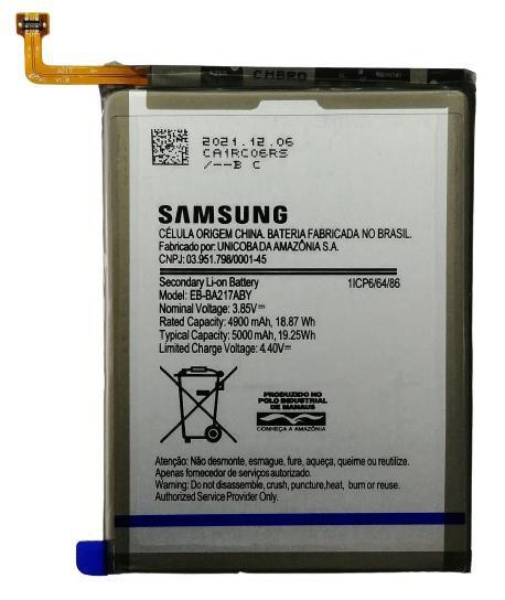 Bateria Samsung A21s A217 / A02 A022 / A12 A125 EB-BA217ABY Original Menor preço em Bateria Samsung A21s A217 / A02 A022 / A12 A125 EB-BA217ABY Original