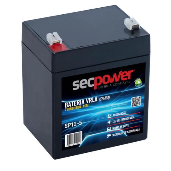 Imagem de Bateria Selada 12v 5ah Secpower SP12-5 - Recarregável Nobreak Alarmes Automação APC Brinquedos VRLA