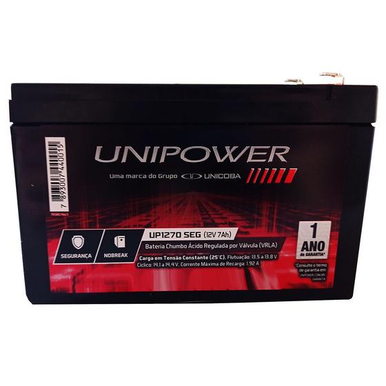 Imagem de Bateria Selada 12V 6,4ah SEG Unipower - Alarme e Segurança