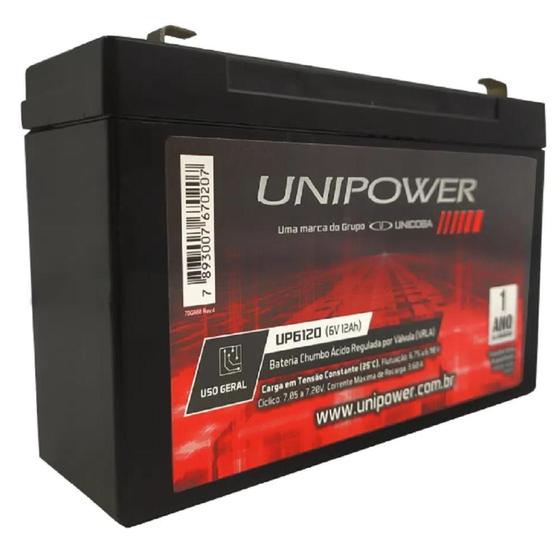 Imagem de Bateria Selada 6V 12,0AH UP6120 Unipower