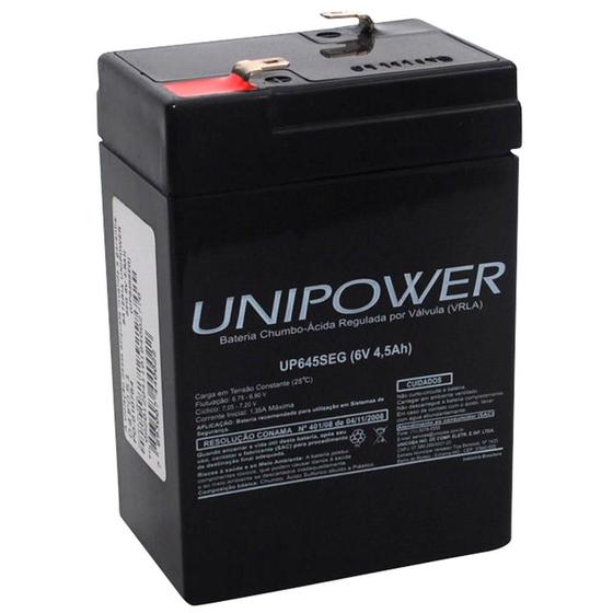 Imagem de Bateria Selada VRLA 6V 4,5 AH F187 UP645SEG Unipower