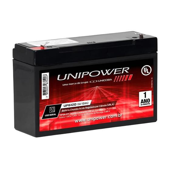 Imagem de Bateria Unipower UP6120 6V 12Ah SKD F187 Nao Automotiva