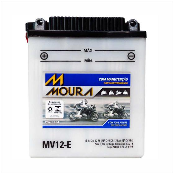 Imagem de Bateria Ventilada Moto Moura 12V 12Ah MV12-E NIGHTHAWK CB500 TWIN CB550 CB650 CUSTOM CB650SC CL 350