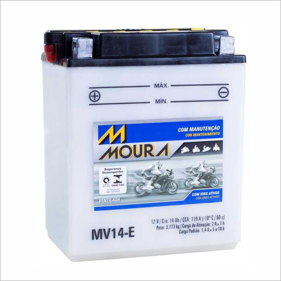 Imagem de Bateria Ventilada Moto Moura 12V 14Ah MV14-E 700F INTERCEPTOR 750C V45 750F VT SHADOW 800C KAWASAKI