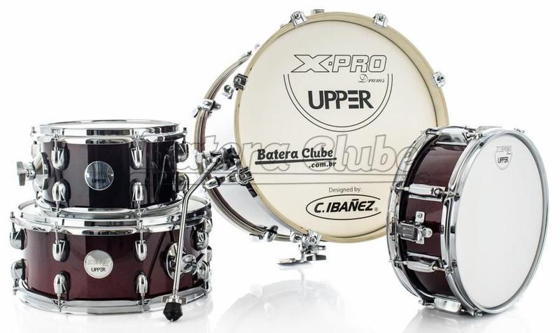 Imagem de Bateria X-Pro Upper Compact Red Sparkle com Bumbo 16, 1 Tom, Surdo e Caixa (Shell Pack)